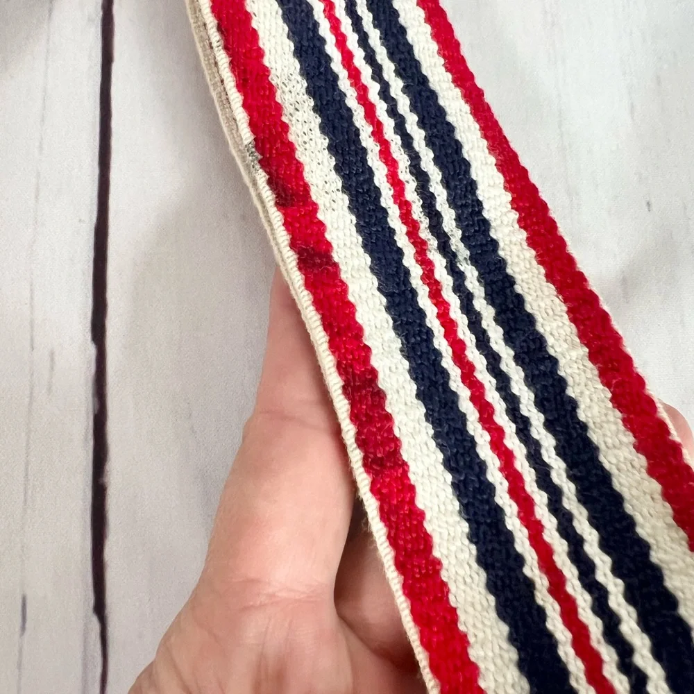 Vintage Levi’s Red White Blue Striped Suspenders Button End Leather Y-Back OS